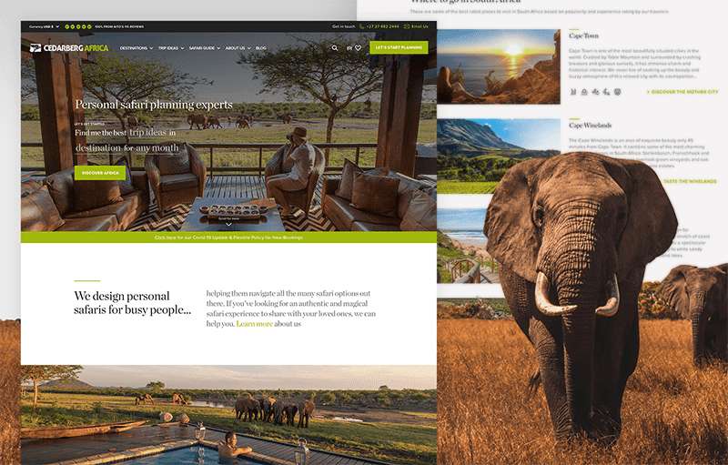 Cedarberg Travel - ailored Safari Planning - Ethan Ellis : Frontend WordPress Developer